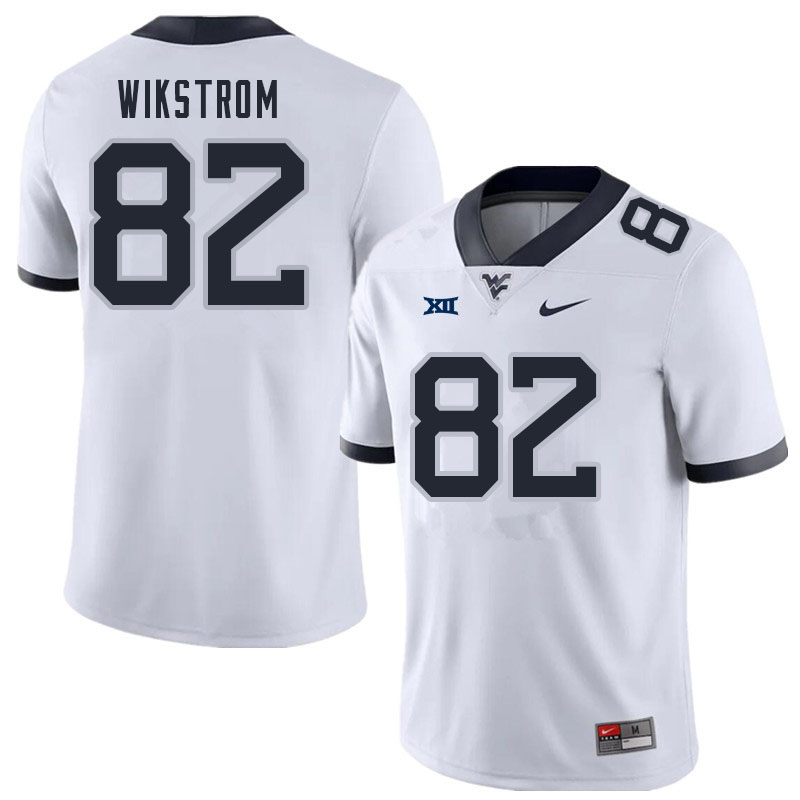 Men #82 Victor Wikstrom West Virginia Mountaineers College Football Jerseys Sale-White